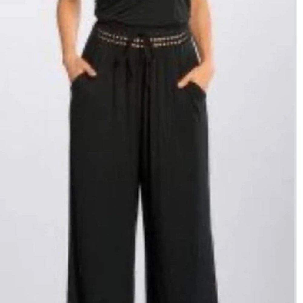 Robin Piccone Halter Jumpsuit Crochet Waistband Black Women’s Size Small
